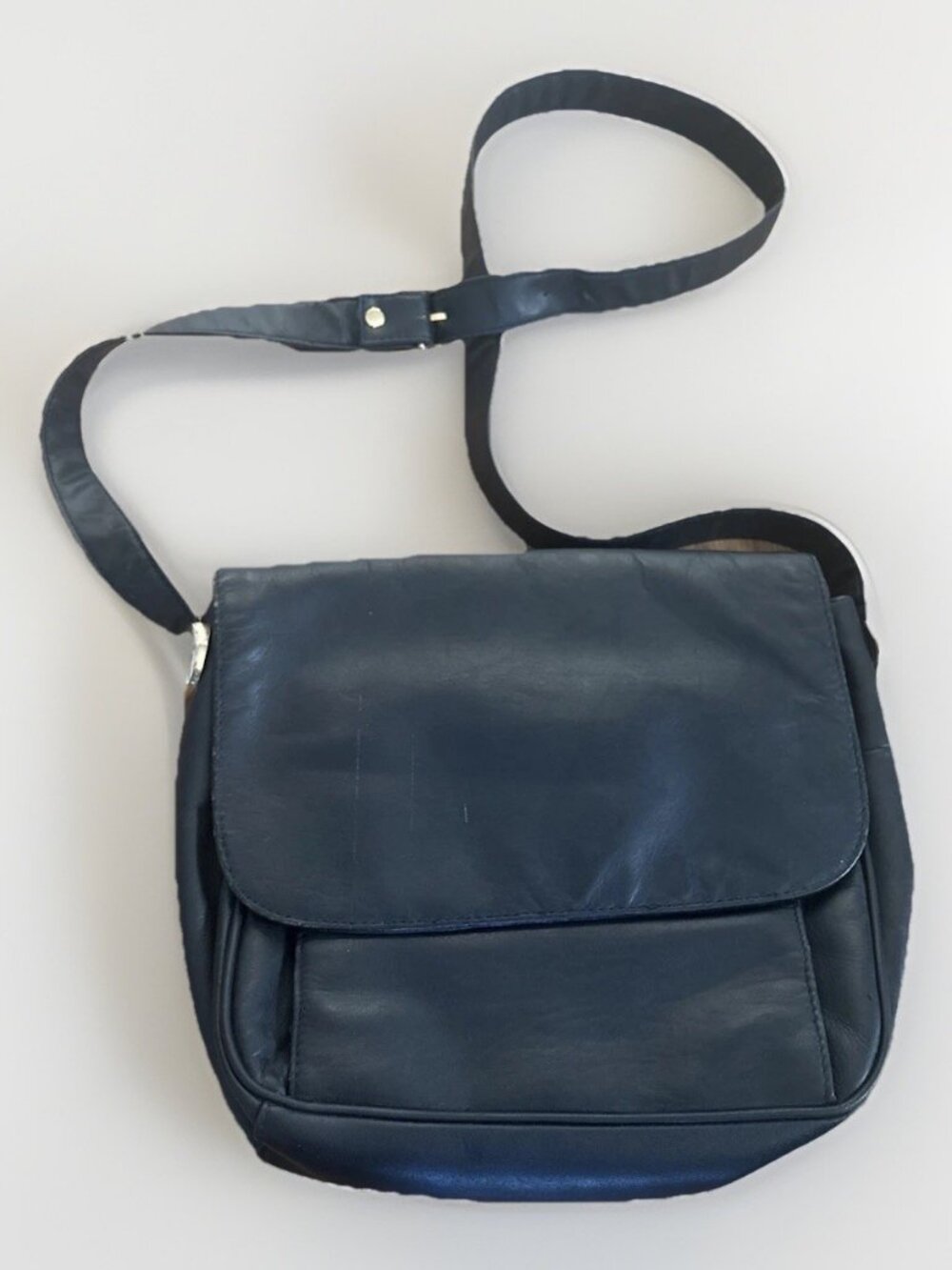 Vintage Laura Scott Hand Bag Cross Body Shoulder Black Leather